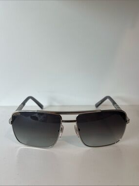 Louis Vuitton Gray Silver Check-Detail Aviator Sunglasses
